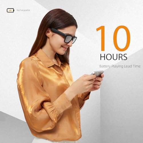 OhO sunshine Buy OhO Smart Glasses: Polarized Bluetooth Sunglasses with UV Protection & Voice Control - Unisex Grey Lens - View 2 of 5