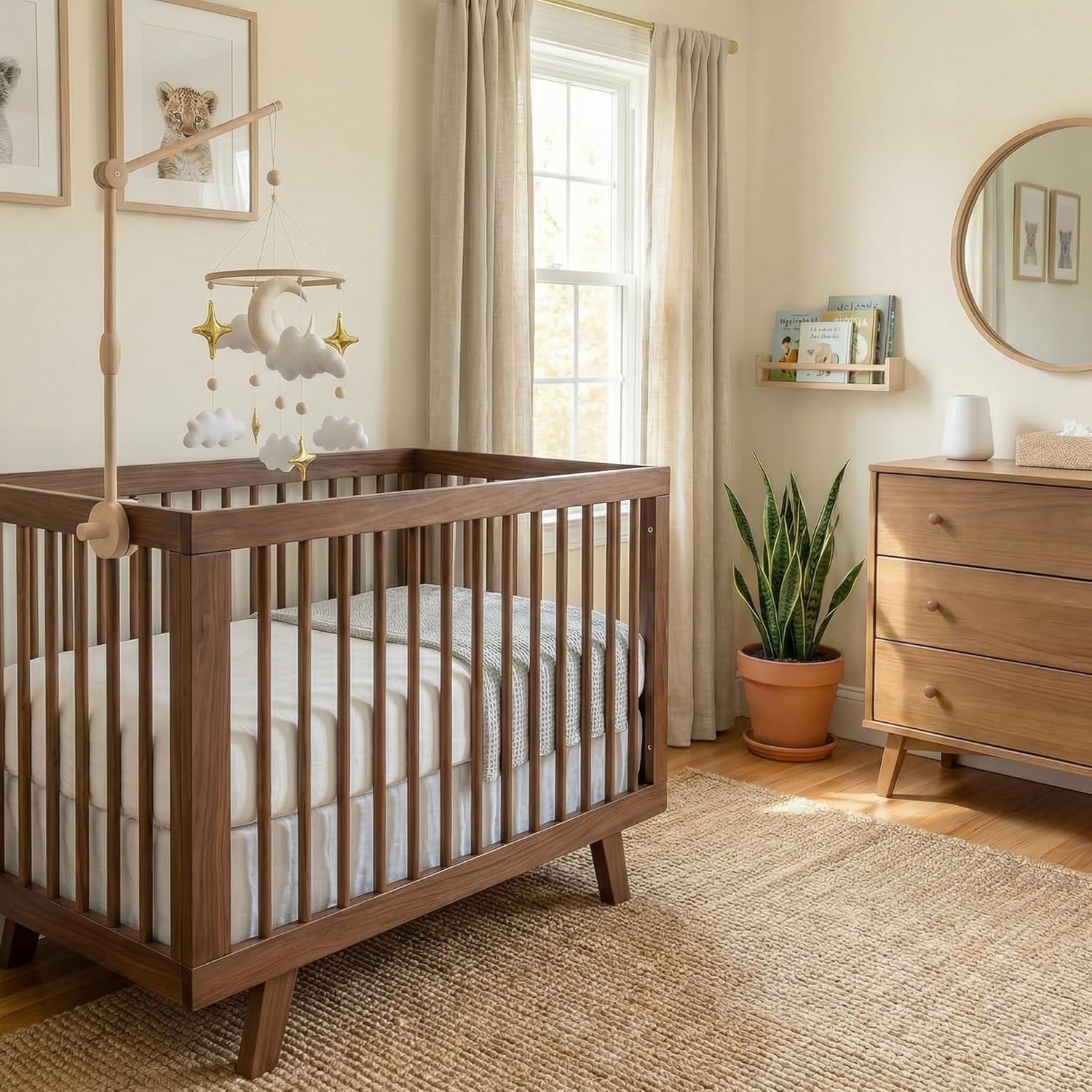 emmnnic Emmnnic Handmade Modern Boho Baby Mobile for Crib Gender Neutral Gold Moon and Stars Nursery Decorations - View 9 of 9