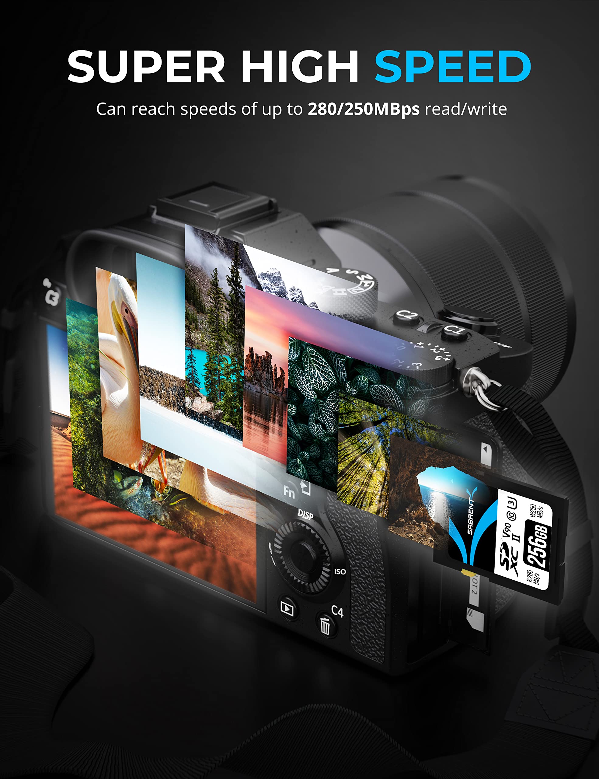 SABRENT SABRENT Rocket v90 256GB SD UHS-II Memory Card High Speed R280MBs W250MBs Ideal for Photography and Video Storage - View 5 of 7