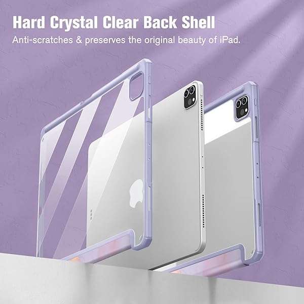 FINTIE "Fintie Hybrid Slim Case for iPad Pro 12.9" 6th Gen - Shockproof Cover with Clear Back, Fits 5th/4th/3rd Gen - Lilac Marble" - View 6 of 10
