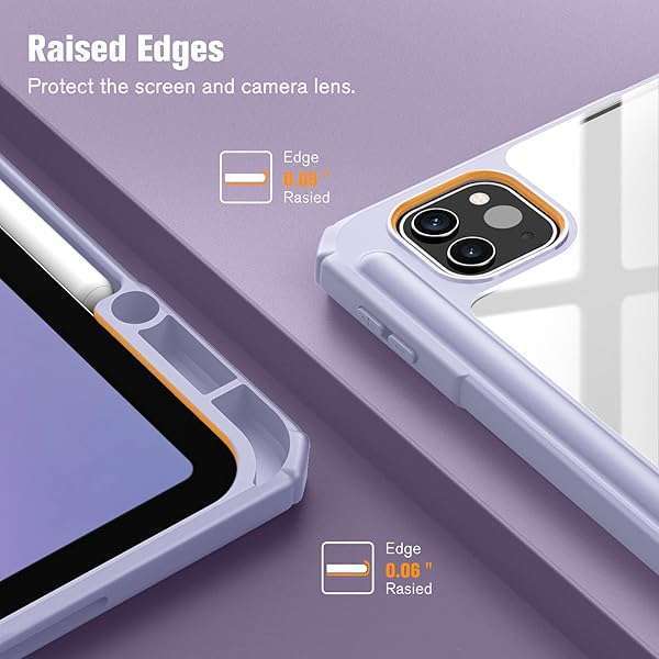 FINTIE "Fintie Hybrid Slim Case for iPad Pro 12.9" 6th Gen - Shockproof Cover with Clear Back, Fits 5th/4th/3rd Gen - Lilac Marble" - View 9 of 10