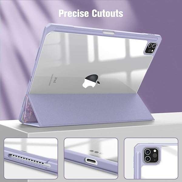 FINTIE "Fintie Hybrid Slim Case for iPad Pro 12.9" 6th Gen - Shockproof Cover with Clear Back, Fits 5th/4th/3rd Gen - Lilac Marble" - View 10 of 10