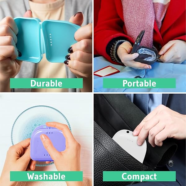 Mrs. Odonto Mrs Odonto Retainer Cases Pack of 4 Odorless Ventilated Hygienic Mouth Guard Cases for Braces Aligners in Bluish Black Pink Purple - View 7 of 9