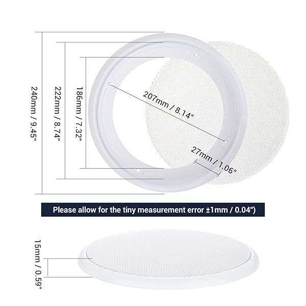 Facmogu Facmogu 2PCS 8in White Ceiling Speaker Covers - Round Metal Grille for Car & Home Audio Protection - View 4 of 10