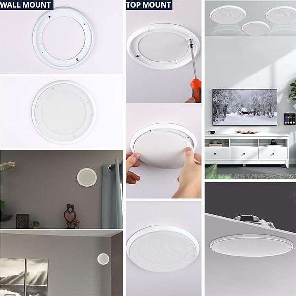 Facmogu Facmogu 2PCS 8in White Ceiling Speaker Covers - Round Metal Grille for Car & Home Audio Protection - View 9 of 10