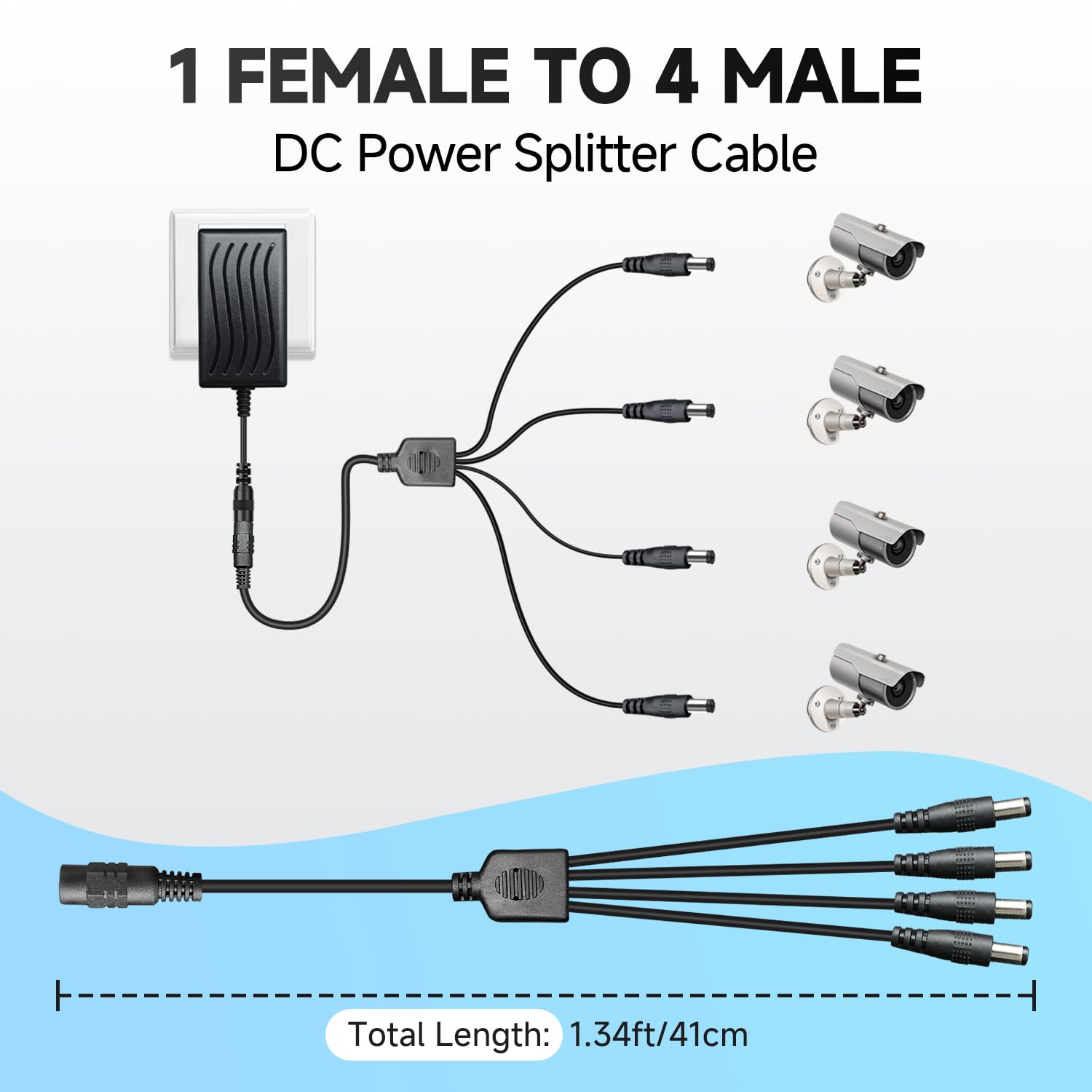 ANLINK ANLINK 2 Pack 12V 2A Power Adapter with 4-Way Splitter Cable for CCTV Security Camera and LED Strip Lights UL Listed and FCC Certified - View 3 of 9