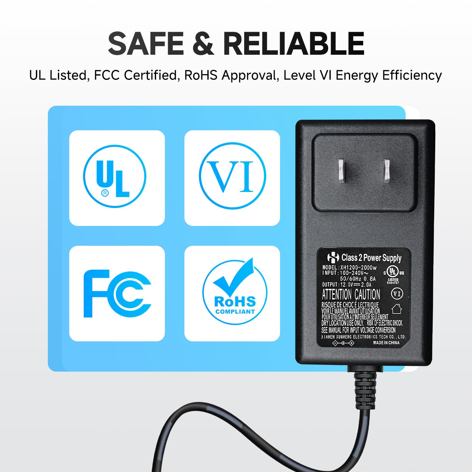 ANLINK ANLINK 2 Pack 12V 2A Power Adapter with 4-Way Splitter Cable for CCTV Security Camera and LED Strip Lights UL Listed and FCC Certified - View 5 of 9