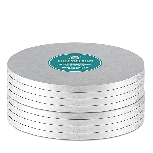 Losris Silver 16 Inch Round Cake Drum Boards 1/2 Inch Thick Smooth Edges for Multi Tiered Birthday and Wedding Cakes