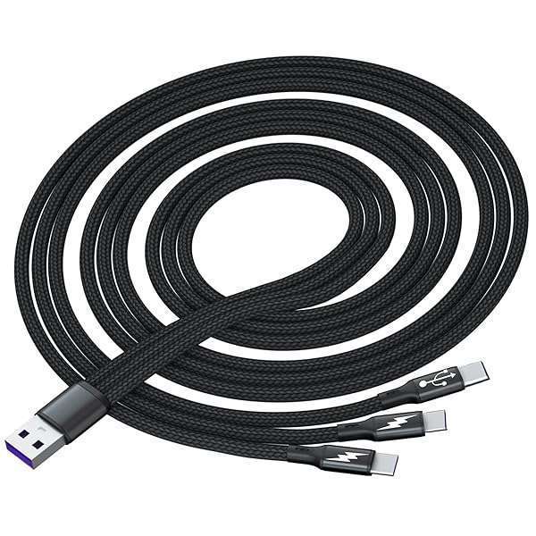 GELRHONR GELRHONR USB C Splitter Cable,USB A Male to 3 Type-C Male Charge Cable,3 in 1 Nylon Braided Charging Cord with 3x1.2m Cable, 5A Fast Charge,Compatible with Mobile/Android and More ?3.9FT-1.2M?