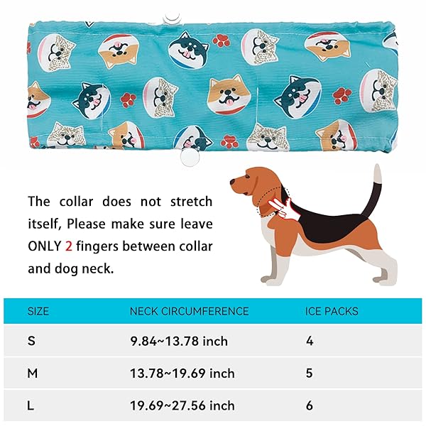 KUDES KUDES Dog Cooling Bandana Collar with Ice Packs Adjustable Chill Out Scarf for Small Medium Large Dogs Summer Blue - View 4 of 9