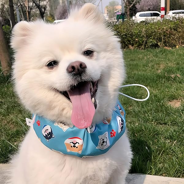 KUDES KUDES Dog Cooling Bandana Collar with Ice Packs Adjustable Chill Out Scarf for Small Medium Large Dogs Summer Blue - View 5 of 9