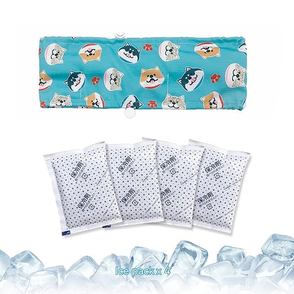 KUDES Dog Cooling Bandana Collar with Ice Packs Adjustable Chill Out Scarf for Small Medium Large Dogs Summer Blue