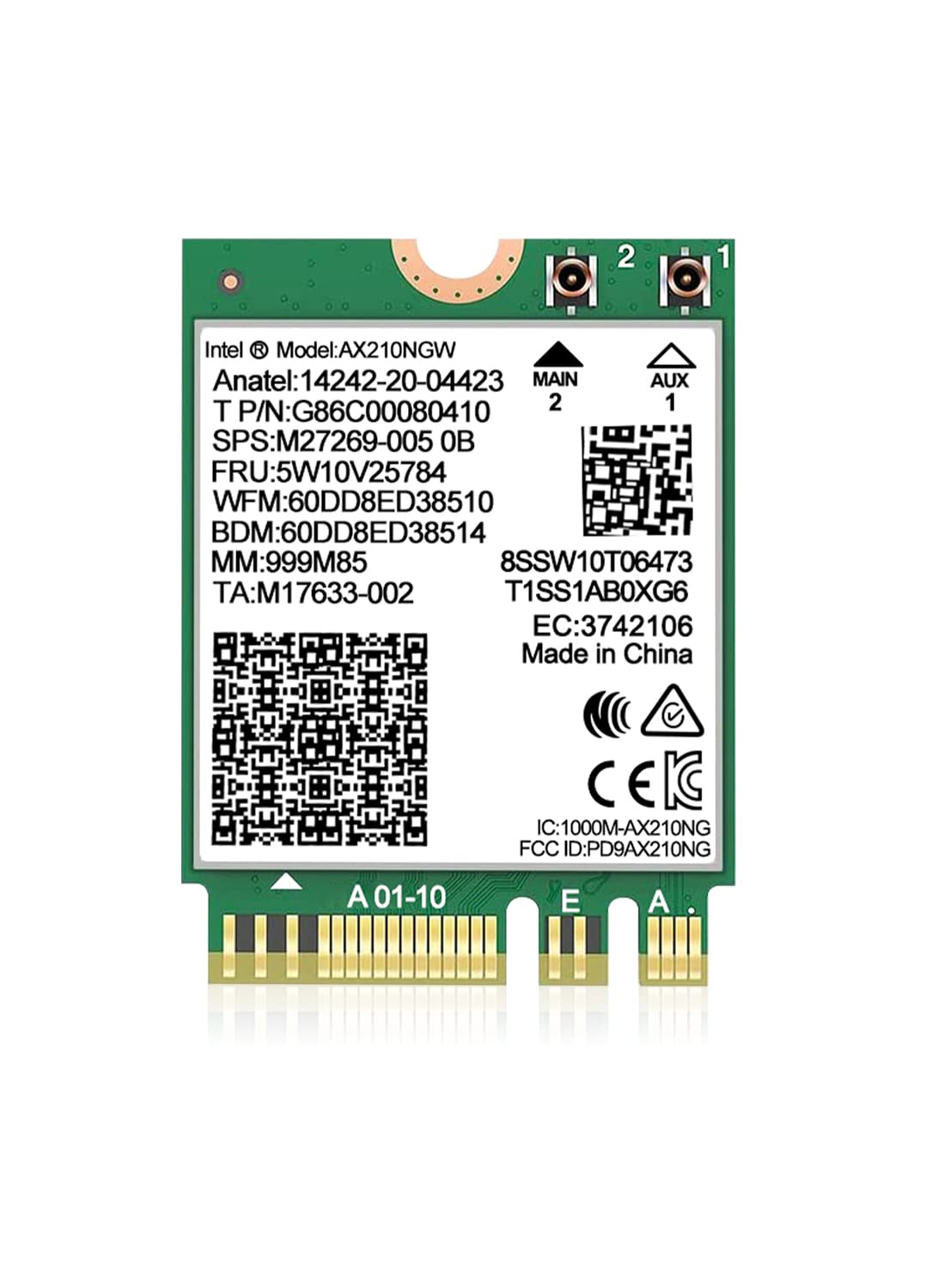 NICGIGA Intel AX210 WiFi 6E Wireless Card: 5400Mbps Tri-Band Adapter for Windows 10/11 Laptops - Bluetooth 5.3, M.2/NGFF Compatible