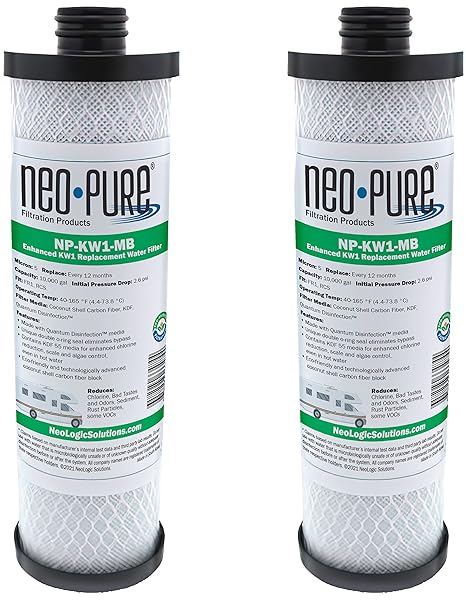 Neo-Pure Neo-Pure NP-KW1-MB Compatible Replacement Water Filter for WaterPur KW1 RV with Quantum Purification KDF 55 and Coconut Shell Carbon Fiber 2-Pack