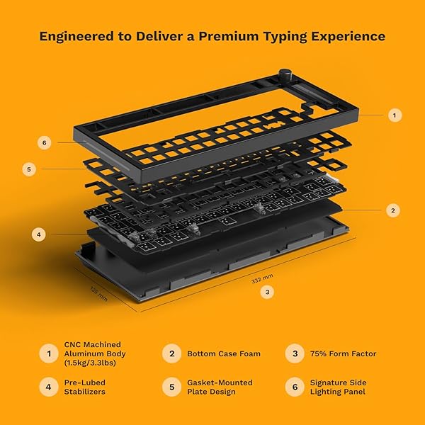 GLORIOUS Glorious GMMK PRO 75% Mechanical Keyboard: Customizable TKL, RGB, Fox Switches, Coiled Cable & PBT Keycaps - Perfect for Gamers! - View 6 of 11