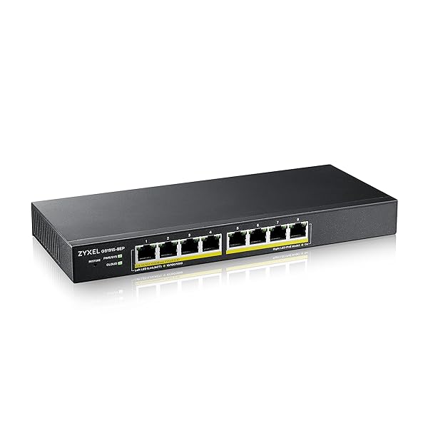 ZYXEL ZyXel 8-Port PoE Switch GS1915-8EP: Managed Gigabit Ethernet with 60W PoE+, Nebula Cloud, Desktop/Wall Mount - View 2 of 8