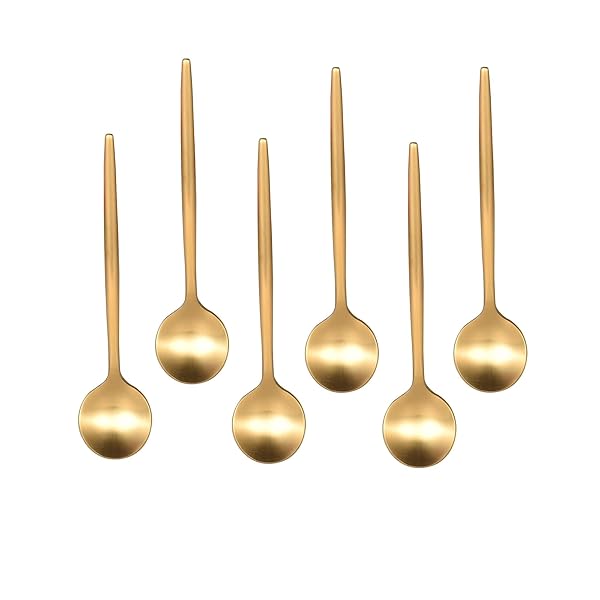 IMEEA IMEEA Gold Espresso Spoons Set of 6 Stainless Steel Demitasse Mini Teaspoons 5.1 Inch for Coffee and Tea