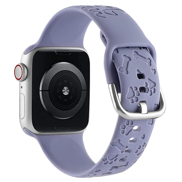 REALSIGN Dog Paw Engraved Silicone Band for Apple Watch 38mm 40mm 41mm - Cute Heart Bone Pattern Strap for iWatch Series SE 9 8 7 6 5 4 - View 3 of 8