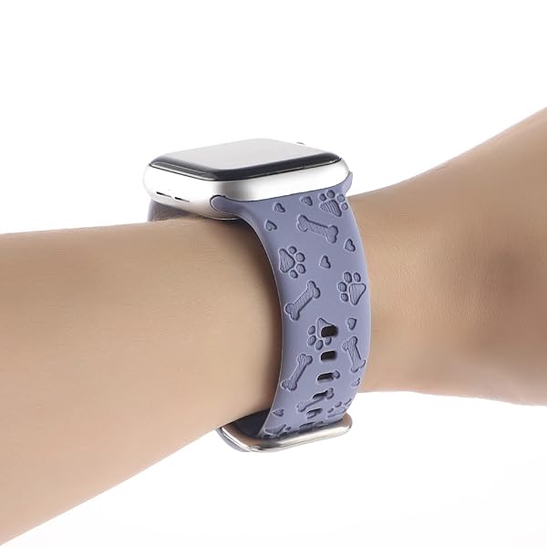 REALSIGN Dog Paw Engraved Silicone Band for Apple Watch 38mm 40mm 41mm - Cute Heart Bone Pattern Strap for iWatch Series SE 9 8 7 6 5 4 - View 7 of 8