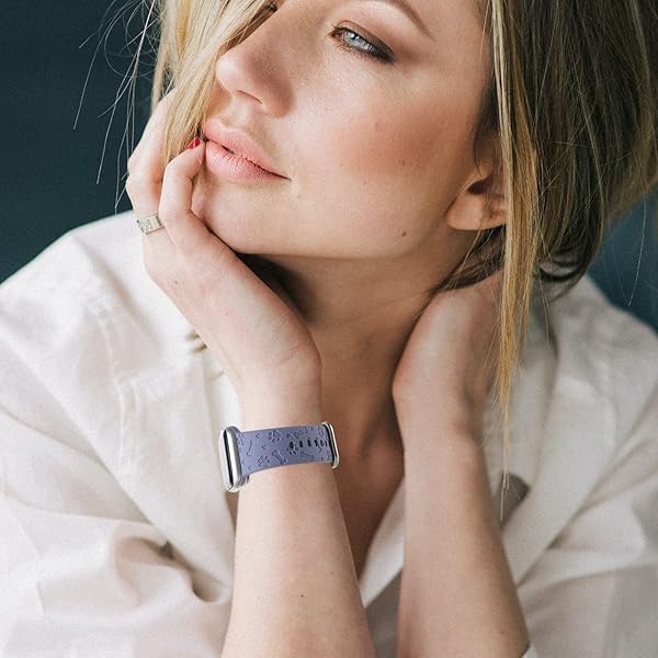 REALSIGN Dog Paw Engraved Silicone Band for Apple Watch 38mm 40mm 41mm - Cute Heart Bone Pattern Strap for iWatch Series SE 9 8 7 6 5 4 - View 8 of 8