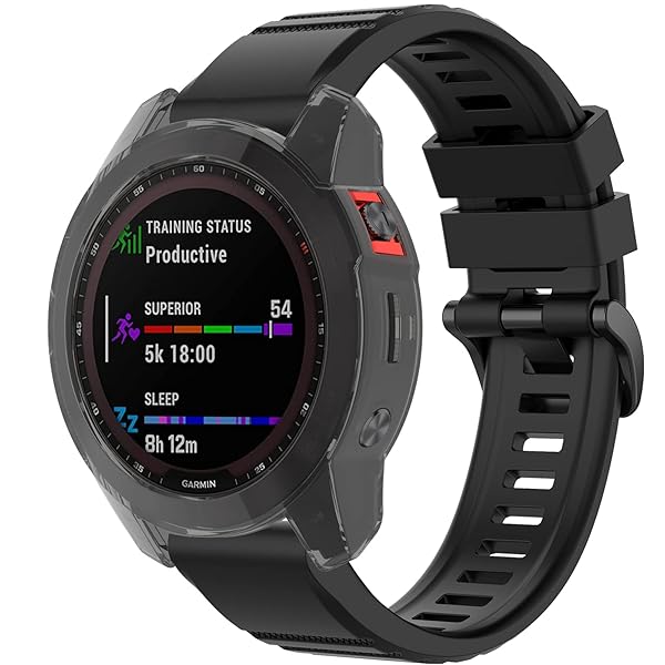 Lijinlan Garmin Fenix 7s Case Cover: Soft TPU Protective Bumper with Dust Plug - Black Blue Clear Accessory - View 9 of 9