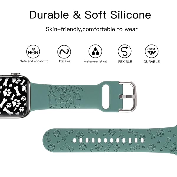 REALSIGN Floral Engraved Silicone Bands for Apple Watch 38mm 40mm 41mm - Stylish Sport Straps for Men & Women - View 5 of 9