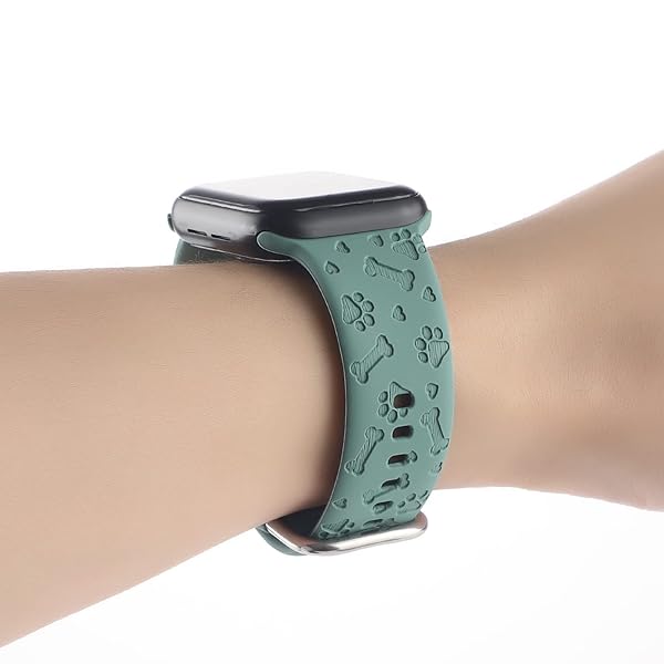 REALSIGN Floral Engraved Silicone Bands for Apple Watch 38mm 40mm 41mm - Stylish Sport Straps for Men & Women - View 8 of 9