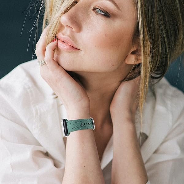 REALSIGN Floral Engraved Silicone Bands for Apple Watch 38mm 40mm 41mm - Stylish Sport Straps for Men & Women - View 9 of 9