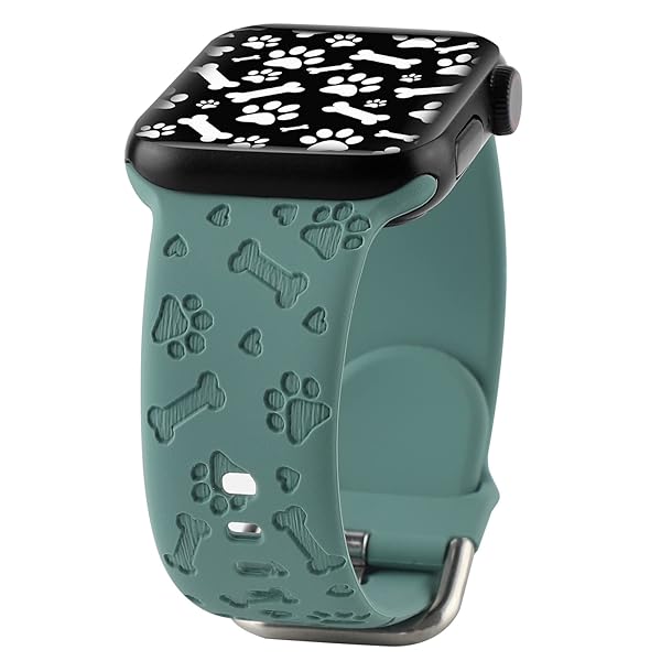 REALSIGN Floral Engraved Silicone Bands for Apple Watch 38mm 40mm 41mm - Stylish Sport Straps for Men & Women