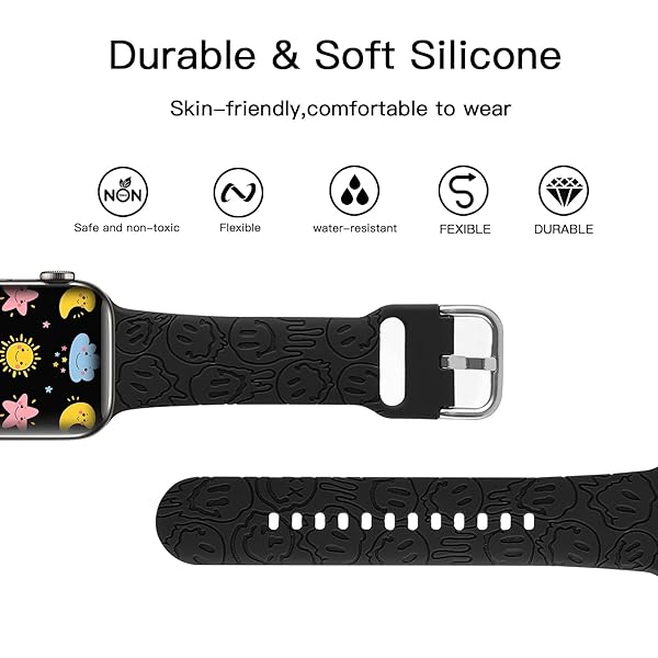 REALSIGN Spooky Halloween Ghost Silicone Bands for Apple Watch 38mm 40mm 41mm - Skull Pattern Sport Strap for Men & Women - View 5 of 8