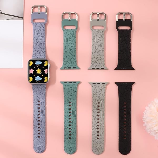 REALSIGN Spooky Halloween Ghost Silicone Bands for Apple Watch 38mm 40mm 41mm - Skull Pattern Sport Strap for Men & Women - View 6 of 8