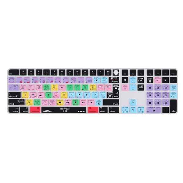 XSKN XSKN Final Cut Pro Silicone Keyboard Cover for 2021 Apple iMac M1 24 Inch Magic Keyboard Touch ID Numeric Keypad EU US Layout - View 8 of 8
