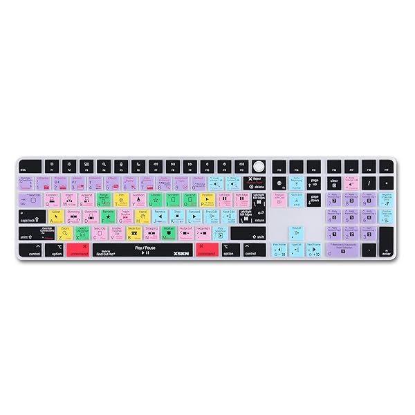 XSKN XSKN Final Cut Pro Silicone Keyboard Cover for 2021 Apple iMac M1 24 Inch Magic Keyboard Touch ID Numeric Keypad EU US Layout