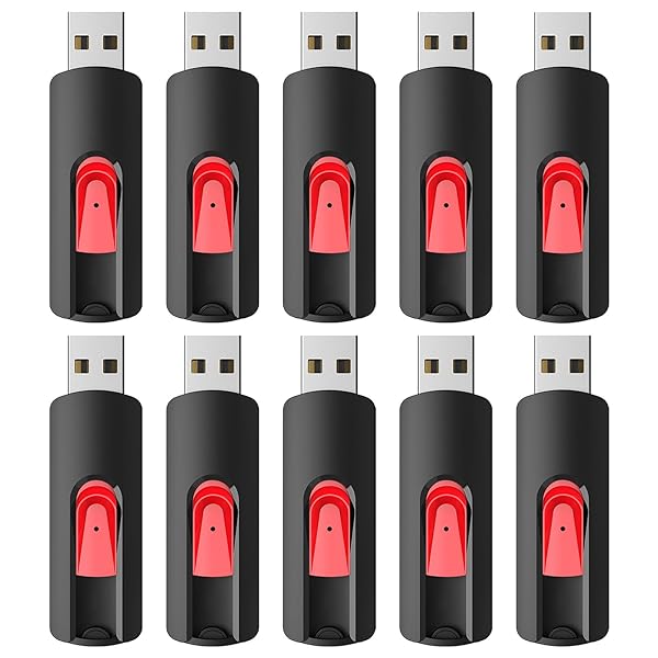 RAOYI RAOYI 10Pcs 64GB USB Flash Drives Retractable Memory Stick Bulk USB 2.0 Thumb Drive for PC Mac Data Storage Backup Red