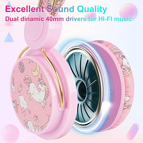 QearFun QearFun Unicorn Headphones for Kids: Noise Cancelling, Adjustable, with Microphone - Perfect for School & Tablets! - View 6 of 7