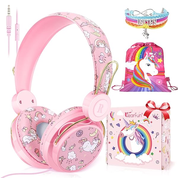 QearFun QearFun Unicorn Headphones for Kids: Noise Cancelling, Adjustable, with Microphone - Perfect for School & Tablets! - View 2 of 7