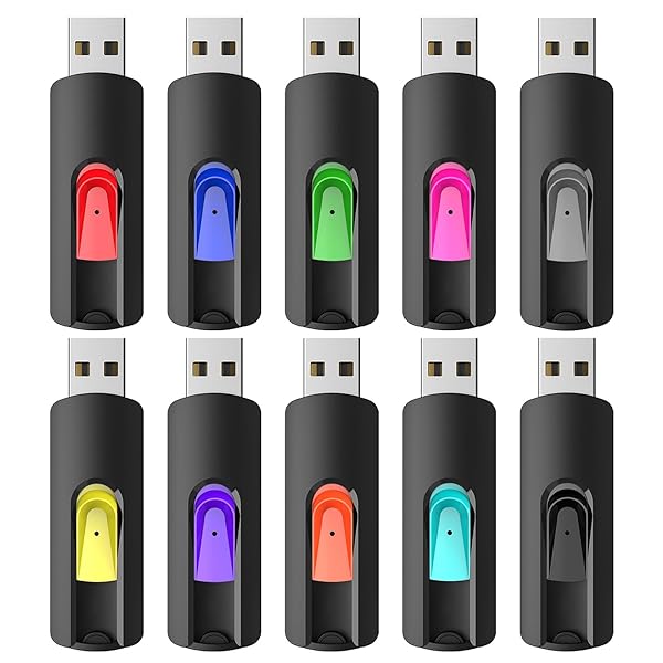 RAOYI RAOYI 10 Pack 64GB USB Flash Drives Retractable Memory Stick Bulk USB 2.0 Thumb Drive for PC Mac Data Storage Backup Mixed Colors