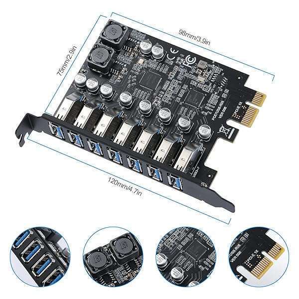 MZHOU Upgrade Your PC with MZHOU 7 Port PCI Express USB 3.0 Expansion Card - Compatible with Windows 11/10/8/7/Vista/XP - View 8 of 9