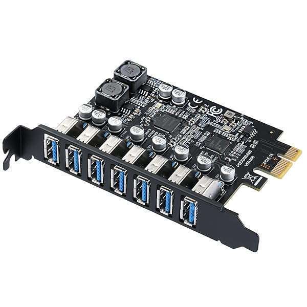 MZHOU Upgrade Your PC with MZHOU 7 Port PCI Express USB 3.0 Expansion Card - Compatible with Windows 11/10/8/7/Vista/XP - View 3 of 9