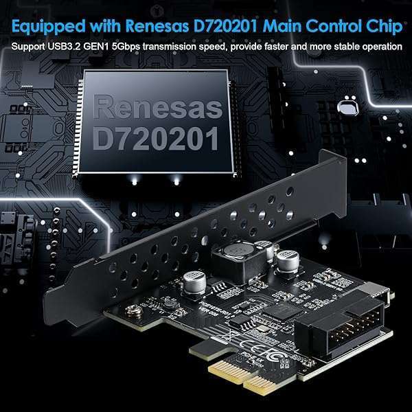 BEYIMEI BEYIMEI PCI-E 1X to USB 3.2 Gen 1 Expansion Card - 20-Pin Front Panel Header & Type-C Connector - View 8 of 9