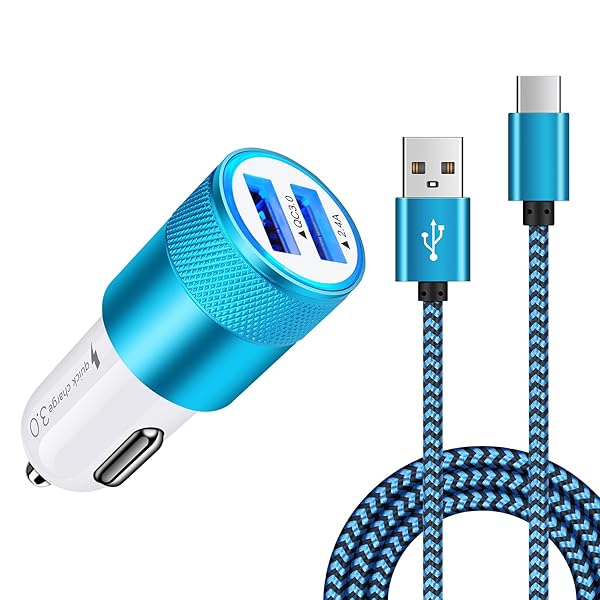 FiveBox Quick Charge 30W Car Charger with 6ft Type C Cable Compatible with Samsung Galaxy A Series Models