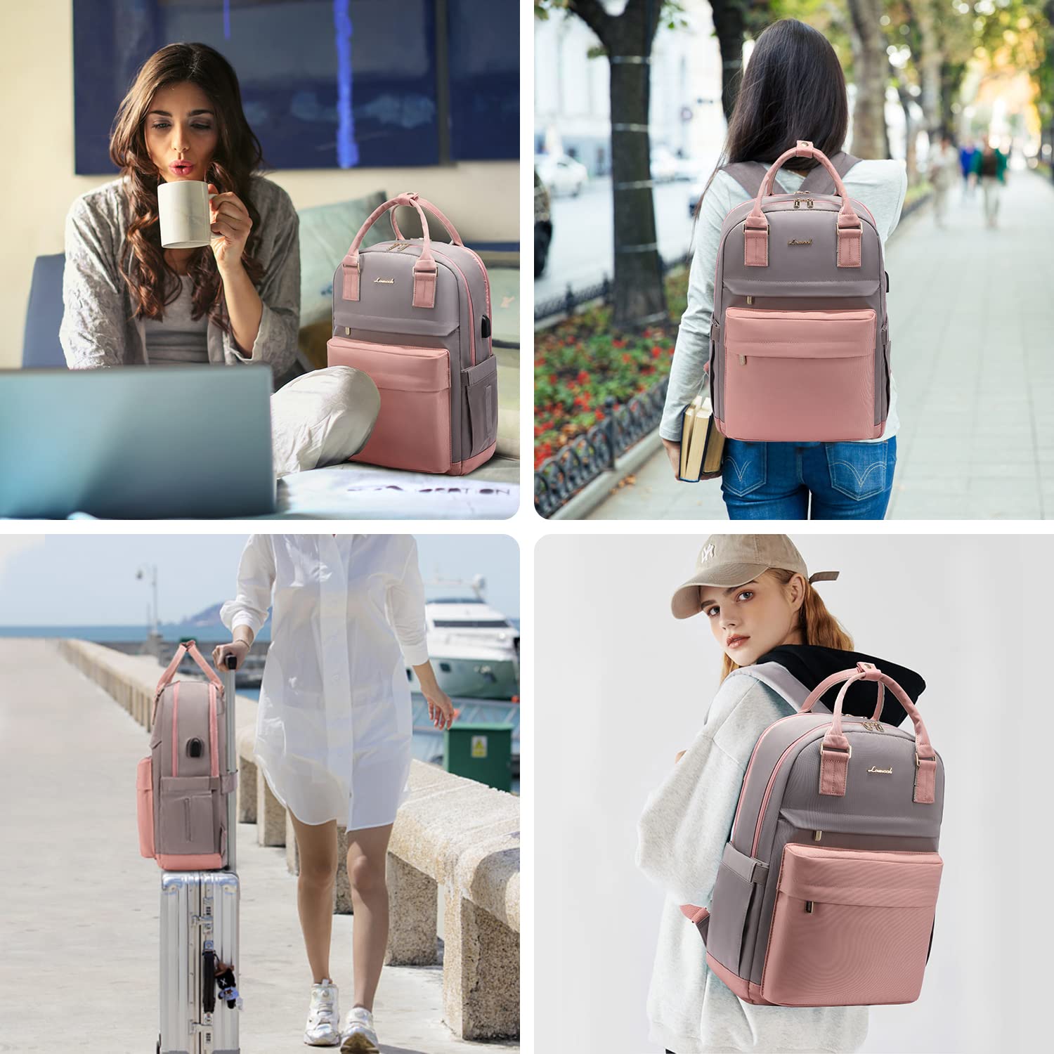 LOVEVOOK 15.6 Inch Laptop Backpack for Women Stylish Waterproof Travel Bag with USB Port Ideal for College School Work - View 6 of 9