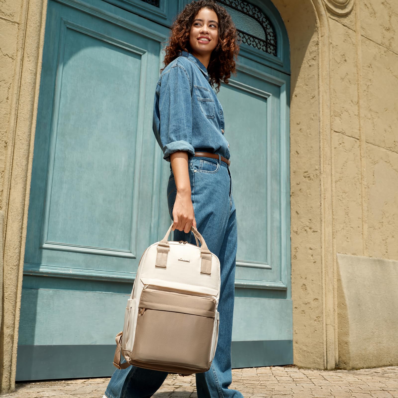 LOVEVOOK 15.6 Inch Laptop Backpack for Women Stylish Waterproof Travel Bag with USB Port Ideal for College School Work - View 8 of 9