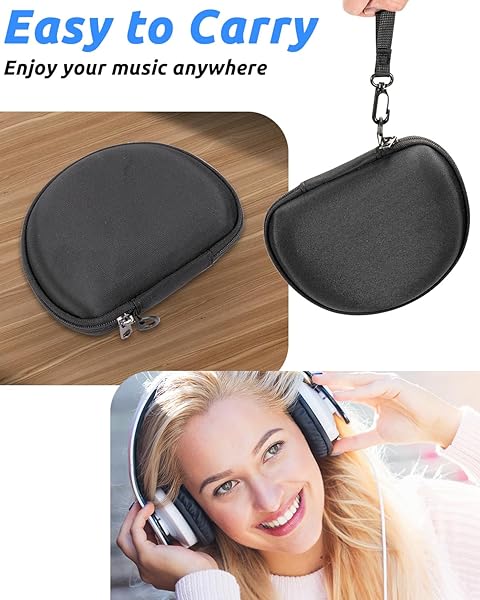 RAIACE RAIACE Hard Storage Case for Sony MDRZX110NC MDRZX110AP Noise Cancelling Headphones Black Gray Lining Case Only - View 3 of 4