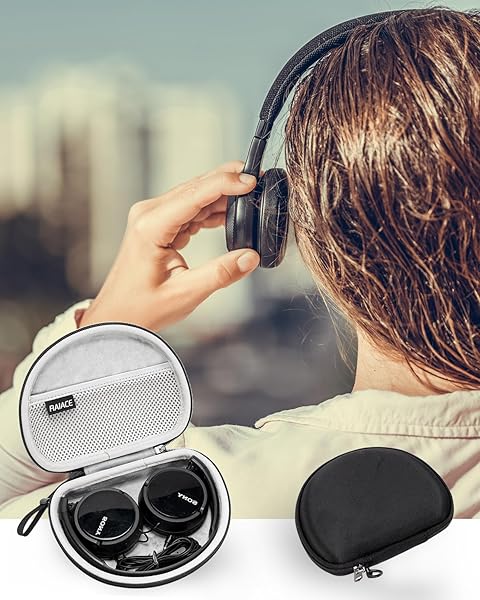 RAIACE RAIACE Hard Storage Case for Sony MDRZX110NC MDRZX110AP Noise Cancelling Headphones Black Gray Lining Case Only - View 4 of 4