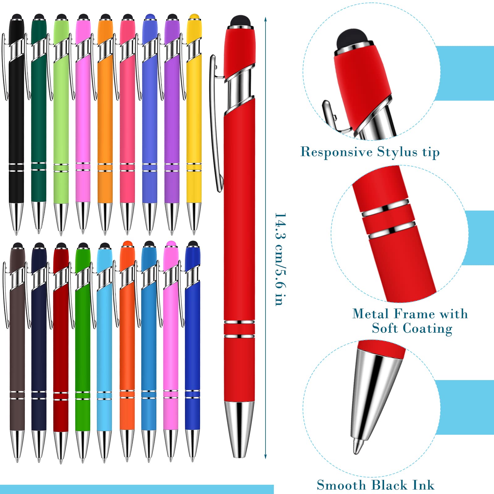 Konohan Konohan 100 Pieces 2 in 1 Stylus Pen and Ballpoint Pen for Touch-Screen Devices Compatible with iPad iPhone and Tablets - View 2 of 7