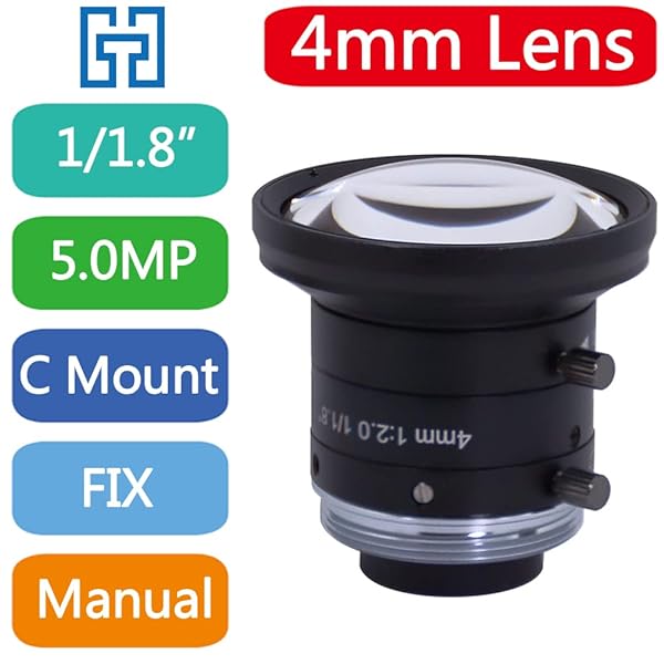 HTENG VISHI "FA 4mm Machine Vision C-Mount Lens for 1/1.8" Industrial Cameras - Fixed Focus Optics" - View 4 of 10