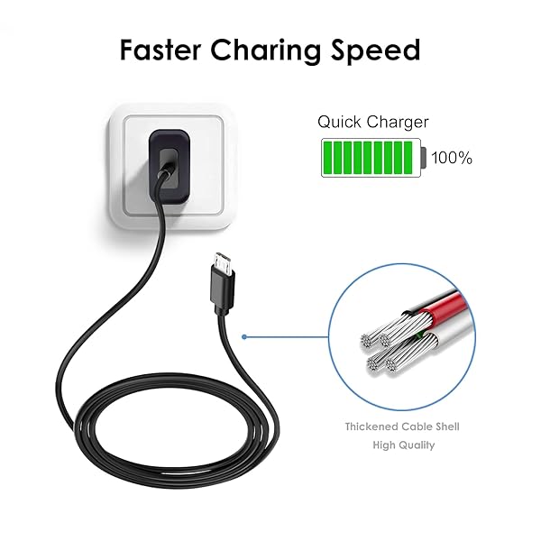 WZHENB 5V 2A Fast Wall Charger & 5ft Micro USB Cable for Samsung Galaxy, Doro Phone, Tandem Diabetes Care & More - View 4 of 8