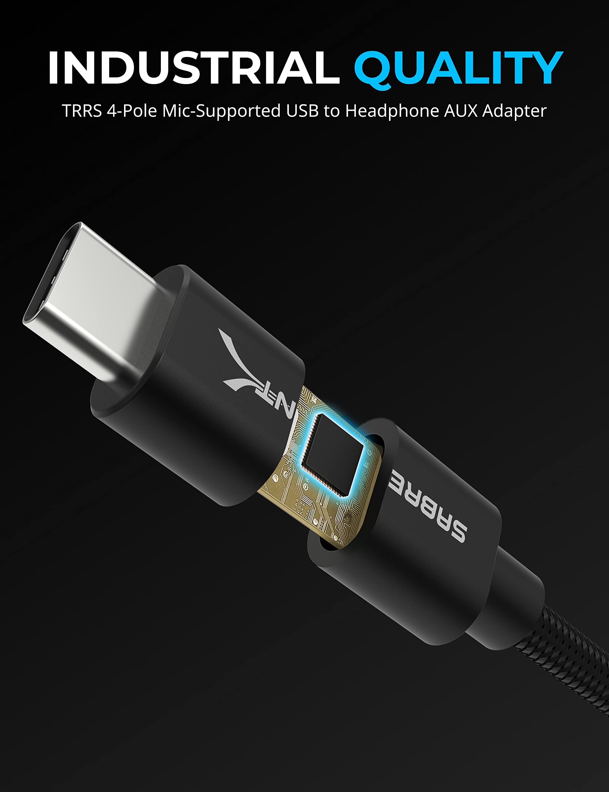 SABRENT "SABRENT USB Type C to 3.5mm Audio Adapter - 20" Active Cable for Dual Functionality" - View 4 of 8