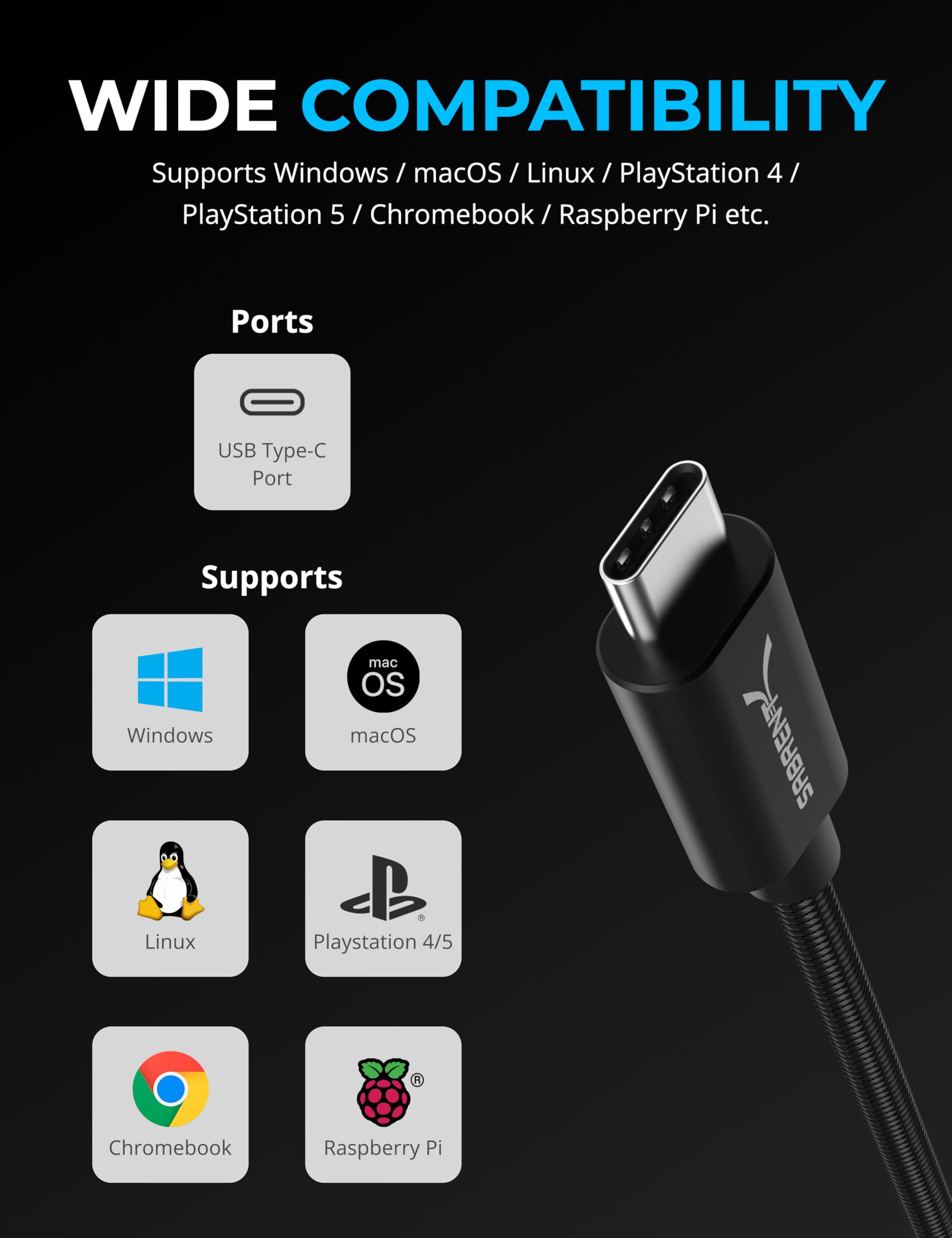 SABRENT "SABRENT USB Type C to 3.5mm Audio Adapter - 20" Active Cable for Dual Functionality" - View 7 of 8